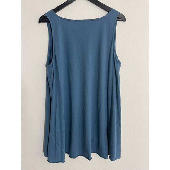 Peruvian Connection L Flowy Tank Tops Lot of 2 Black & Blue V Neck Swing Shirts - Picture 13 of 13